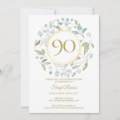 ローレル・ガーランド・ゴールド・モノグラム　90歳の誕生日 招待状 (正面)