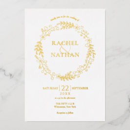 ローレル・ガ結婚ーランド金ゴールド 箔招待状