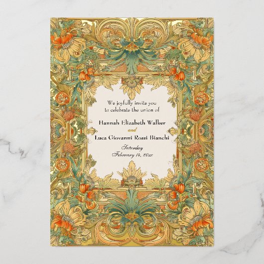 ローレル&フィリグリー魔法 箔招待状 (正面)