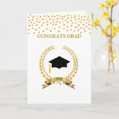 ローレル&金ゴールド紙吹雪卒業カード カード (黄色い花)