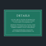 ローレンエメラルドグリーンモノグラムエレガントウェディング エンクロージャーカード<br><div class="desc">シンプル薄い結婚詳細に囲まれたモダンデザインを備えたエレガントのエンクロージャカー縁どド。すべての文字はエメラルドの緑の背景の上に白い。フォントと背景色は、の「クリック」ボタンで希望する色に変カスタマイズ更する。ミニマルスタイリッシュなカップルのためのシックで素晴らしデザイン。</div>