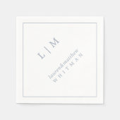 ローレンダスティブルーモノグラムエレガントウェディング スタンダードカクテルナプキン (正面)