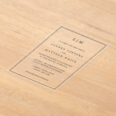 ローレンブラック&ホワイトモノグラムエレガントな結婚式 アクリル招待状 (レイダウン)