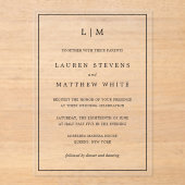 ローレンブラック&ホワイトモノグラムエレガントな結婚式 アクリル招待状 (正面)