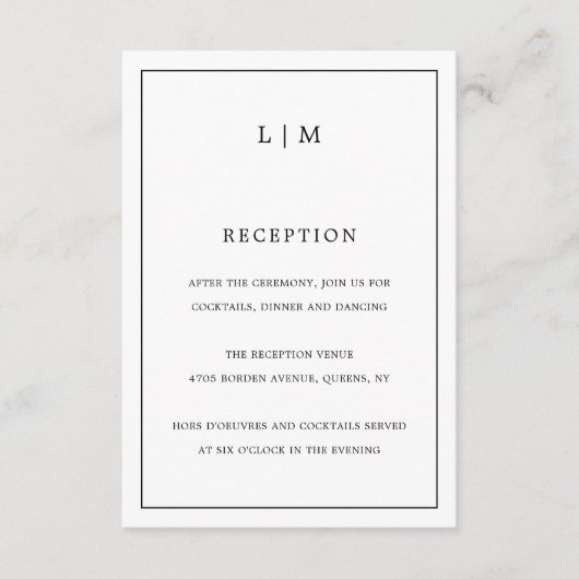 ローレンブラック&ホワイトモノグラムエレガントな結婚式 エンクロージャーカード (正面)