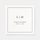 ローレンブラック&ホワイトモノグラムエレガントな結婚式 スタンダードカクテルナプキン (正面)