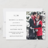 ローレンブラック&ホワイトモノグラムエレガントな結婚式 セーブザデート (正面)