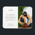 ローレンブラック&ホワイトモノグラムエレガントな結婚式 マグネット<br><div class="desc">2文字のモノグラモダンムと白い背景の上に黒いメッセージを持つエレガントデザインを備えたシンプル結婚式の引き出物ーマグネットの。右にあなたのお気に入りの写真。文字は任意の色に変更することができる。ミニマルスタイリッシュなカップルのためのシックで素晴らしデザイン。</div>