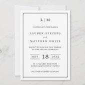 ローレンブラック&ホワイトモノグラムエレガントな結婚式 招待状 (正面)