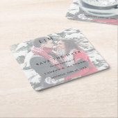 ローレン写真エレガントなウェディング日付を保存 スクエアペーパーコースター (アングル)