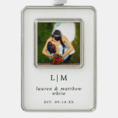 ローレン白黒モノグラムエレガント シルバープレートフレームオーナメント (正面)