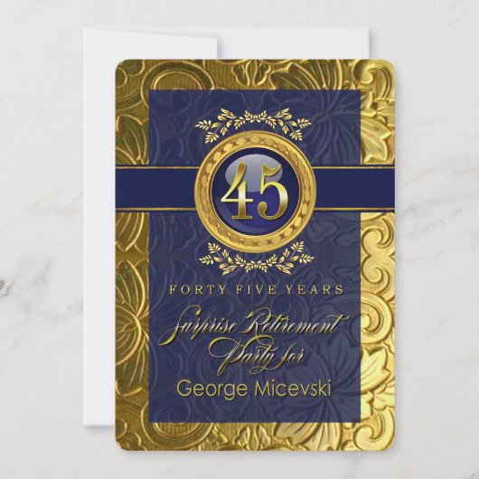 ローレン4 エレガント グラマラス エンボス加工 退職パーティー 招待状 (正面)