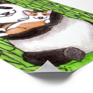 ローレン・M・デイヴィス・パンダ&ペンブロークウェルシュ・ドッグ・アート ポスター