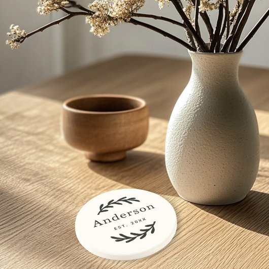 ローレ素朴ルブランチリース姓モノグラム コースター