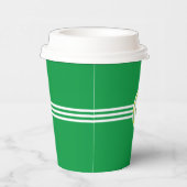ローレ葉ル文字、ビーガンと緑ストライプの3つの 紙コップ (右)
