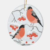 ローワンの枝のブルフィンチ セラミックオーナメント (左)