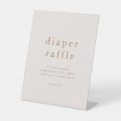 ローワンピンク金ゴールドシンプルベビーシャワーおむつラッフル 台座サイン (正面)