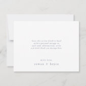 ローワンユニーククラシックブルーミニマルモダンリストシンプル サンキューカード (裏面)