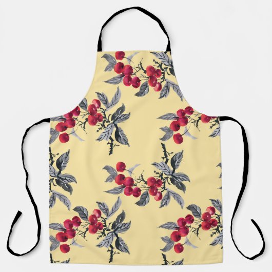 ローワン植物：水色イエローシームレス エプロン (正面)