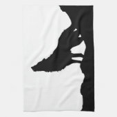 ローンウルフが丘に立つ キッチンタオル (縦)