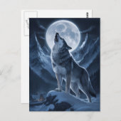 ローンウルフが雪の頂上を支配 ポストカード (正面/裏面)