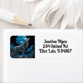 ローンウルフと満月の黒と青 ラベル (インサイチュ)