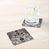 ローンウルフジオメトリックポートレート スクエアペーパーコースター (インサイチュ)