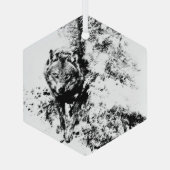 ローンウルフ野生動物自然アート ガラスオーナメント (裏面)