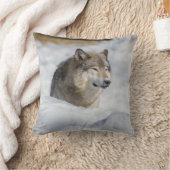 ローンウルフ・イン・スノー クッション (ブランケット)