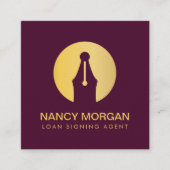 ローンエレガントの署名エージェントモダン金ゴールドとブルゴーニュ スクエア名刺 (正面)