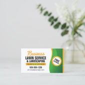 ローンケア&造園モーニングサービスグリーンオレンジ 名刺 (スタンド正面)