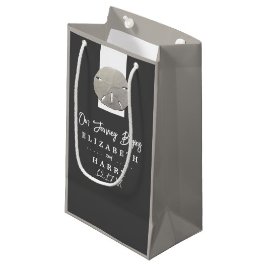 ローンサンドドル – 木炭グレー – ビーチ結婚式 スモールペーパーバッグ (正面アングル)