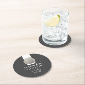 ローンサンドドル – 木炭グレー – ビーチ結婚式 ラウンドペーパーコースター (インサイチュ)