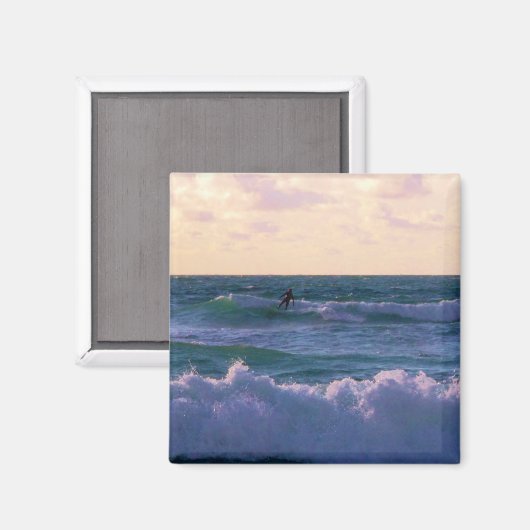 ローンサーファーアットファイストラルビーチニューキーコーンウォールUK マグネット (正面/裏面)