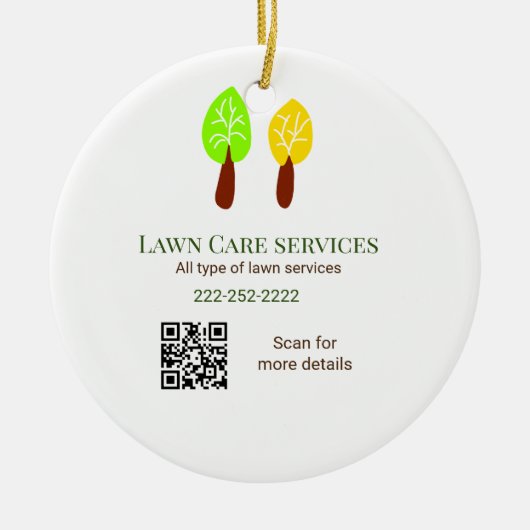 ローンサー気にビス追加の名前q rコードウェブサイトの電子メール セラミックオーナメント (正面)