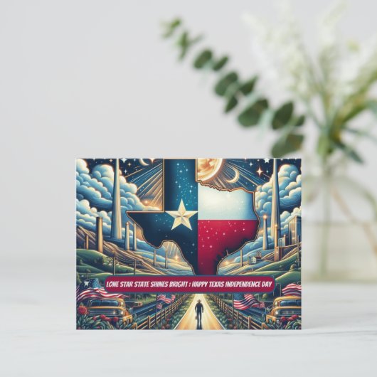 ローンスター州シンブライトハッピーテキサス州デイ ポストカード (スタンド正面)