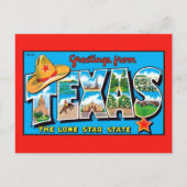 ローンスター州テキサス州からの挨拶 ポストカード (正面)
