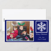 ローンスノーフレーククリスマスフォトカード（ネイビーブルー） シーズンカード (正面/裏面)