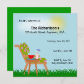 ローンチェアの夏時間BBQのパーティー 招待状 (正面/裏面)