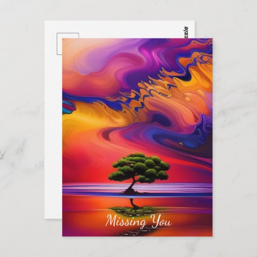 ローンツリーインウォーターカラフルス恋しく思カイズユー ポストカード (正面/裏面)