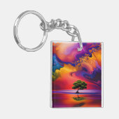 ローンツリーインウォーターカラフル空 キーホルダー (正面左)