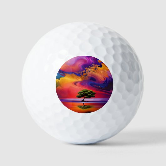 ローンツリーインウォーターカラフル空 ゴルフボール (正面)