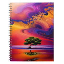ローンツリーインウォーターカラフル空 ノートブック