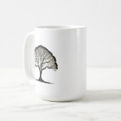 ローンツリーシルエットマグ – 15 ozクラシックデザイン コーヒーマグカップ (正面左)