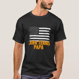 ローンテニスパアメリカンフラッグ父の日の男性 Tシャツ