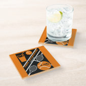 ローンテニスプレーヤーのグラフィックアート ガラスコースター (アングル)