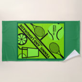 ローンテニスプレーヤーのグラフィックアート ビーチタオル (正面)