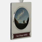 ローントーレイパインカリフォルニアサンセットランドスケープ シルバープレートバナーオーナメント (右)