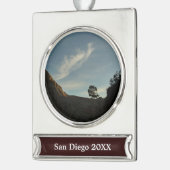 ローントーレイパインカリフォルニアサンセットランドスケープ シルバープレートバナーオーナメント (左)