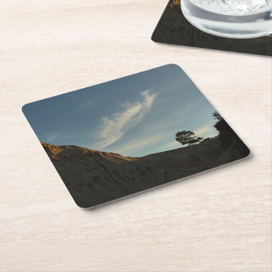 ローントーレイパインカリフォルニアサンセットランドスケープ スクエアペーパーコースター (アングル)